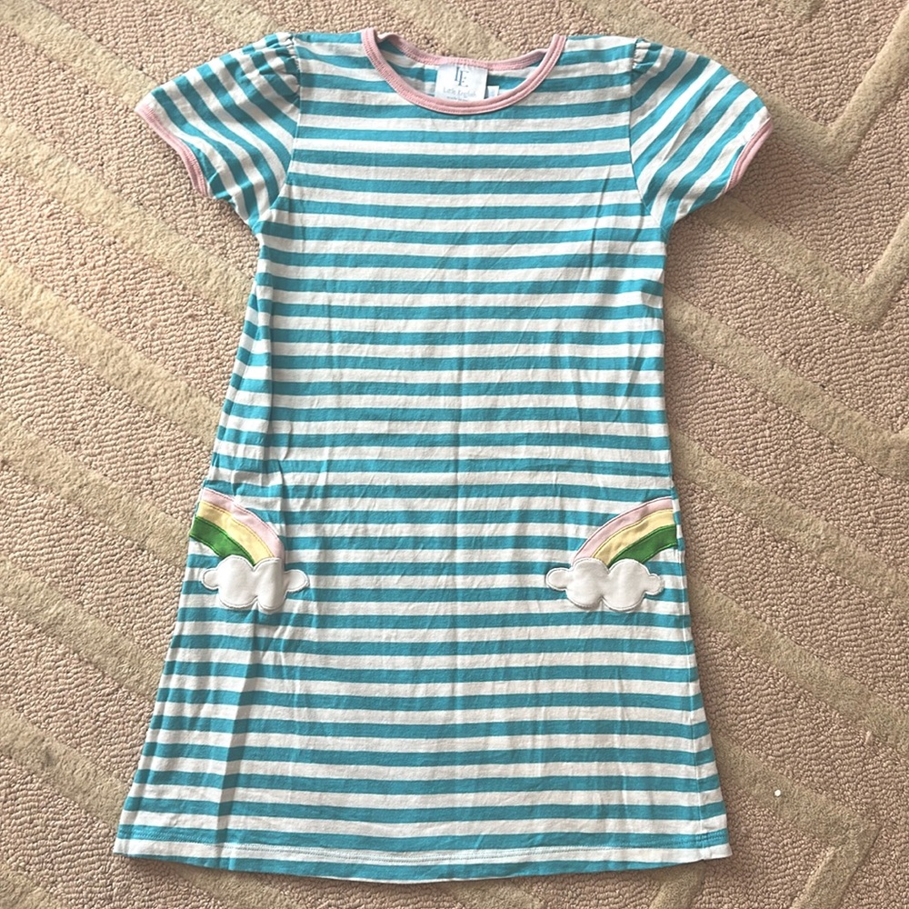 Little English Rainbow Appliqué T-Shirt Dress